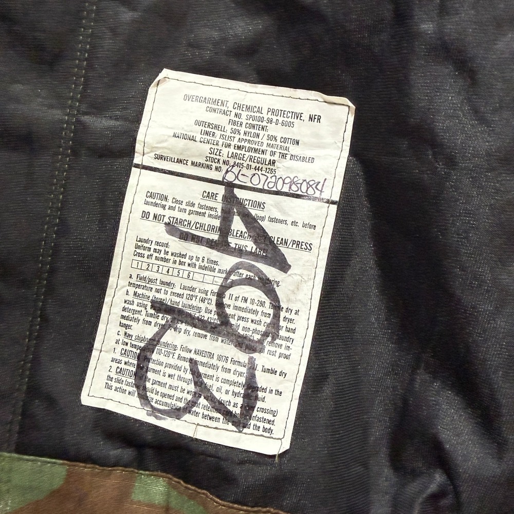 US Military Woodland Camo Chemical Protective Overgarment Jacket Pants Set Large - Picture 6 of 15